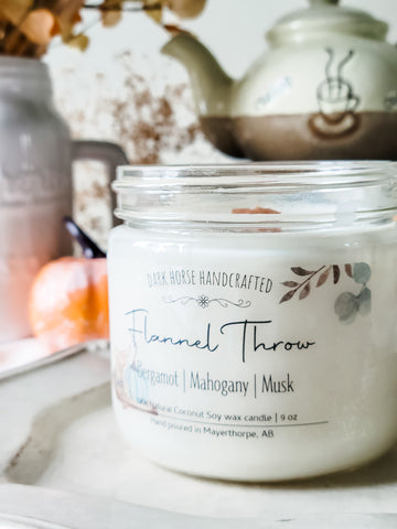 Flannel Throw - Fall, Scented Coconut Soy Candle